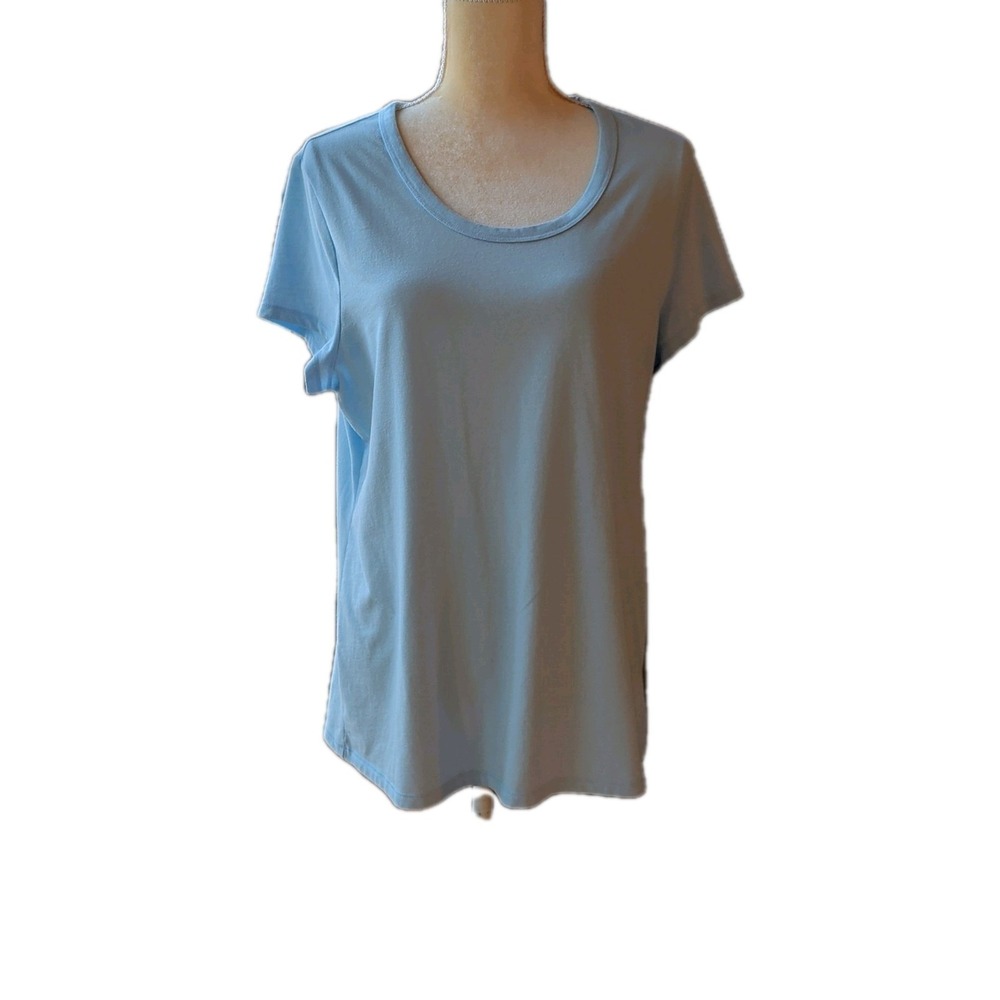 No Boundaries Women's Size XXXL (21) T Shirt Light Blue Cap Sleeves Cotton Blend